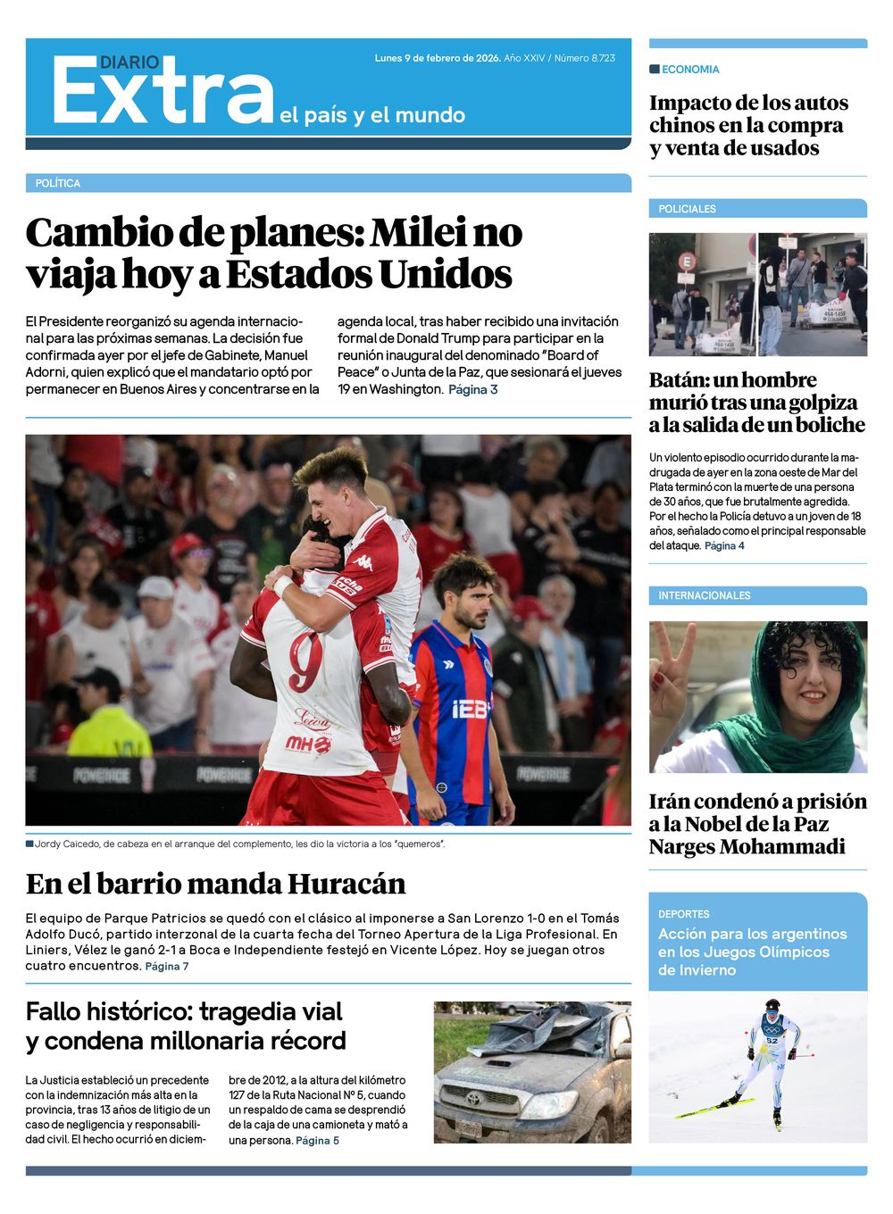 Tapa diario Extra 09-02
