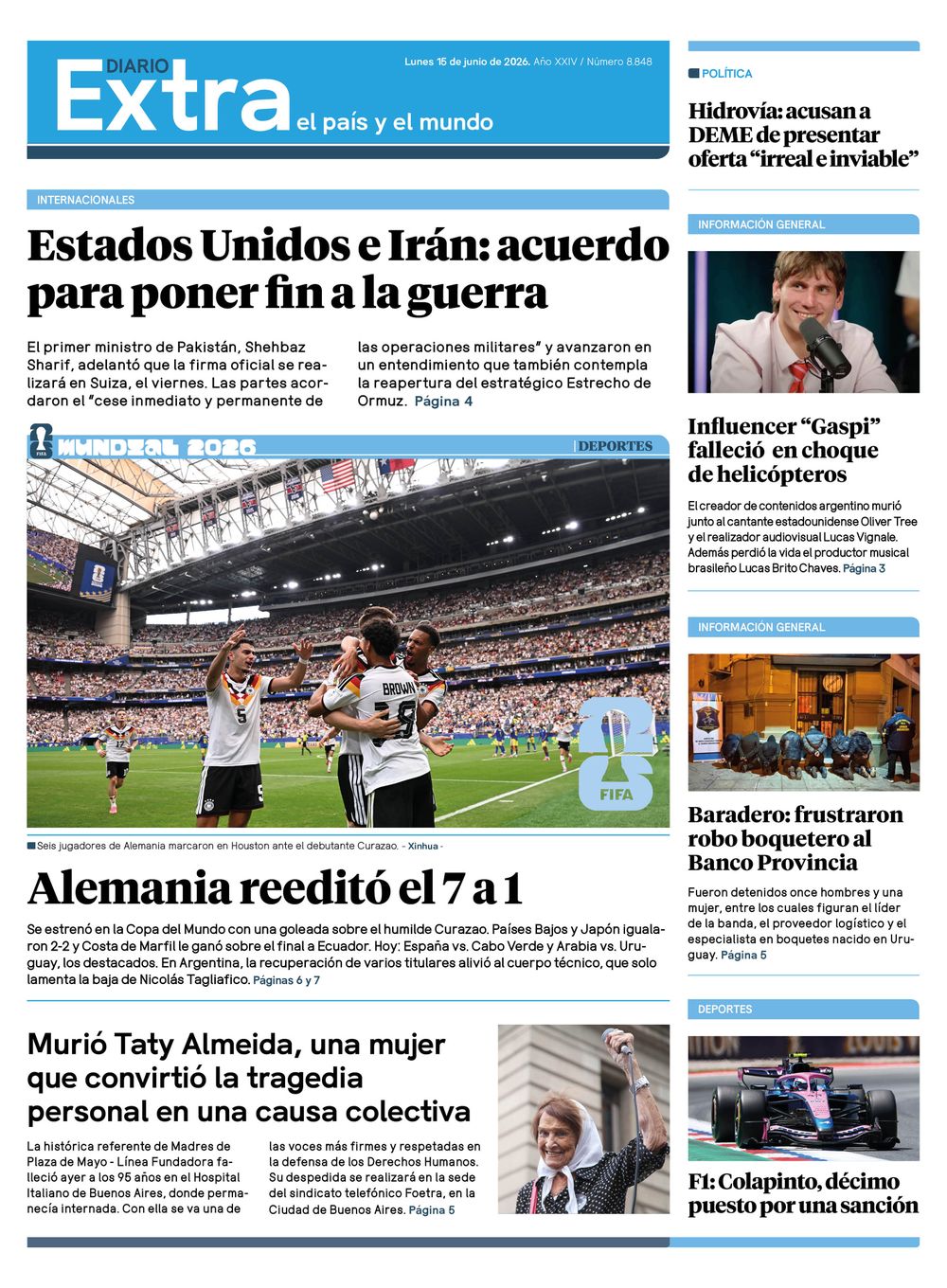 Tapa diario extra 15-06
