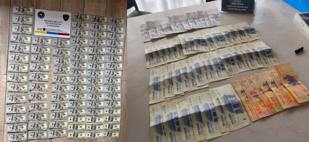 Parte del dinero secuestrado en los allanamientos.