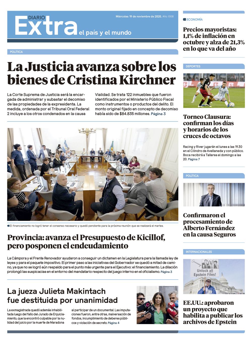 Tapa Diario Extra - 19-11