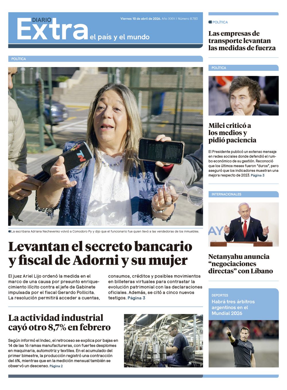 Tapa Diario Extra - 10-04