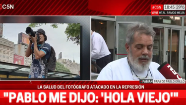 Fabián Grillo dio detalles de los avances en la salud de su hijo Pablo, herido de gravedad en la marcha de los jubilados del 12 de marzo. (Captura de TV)