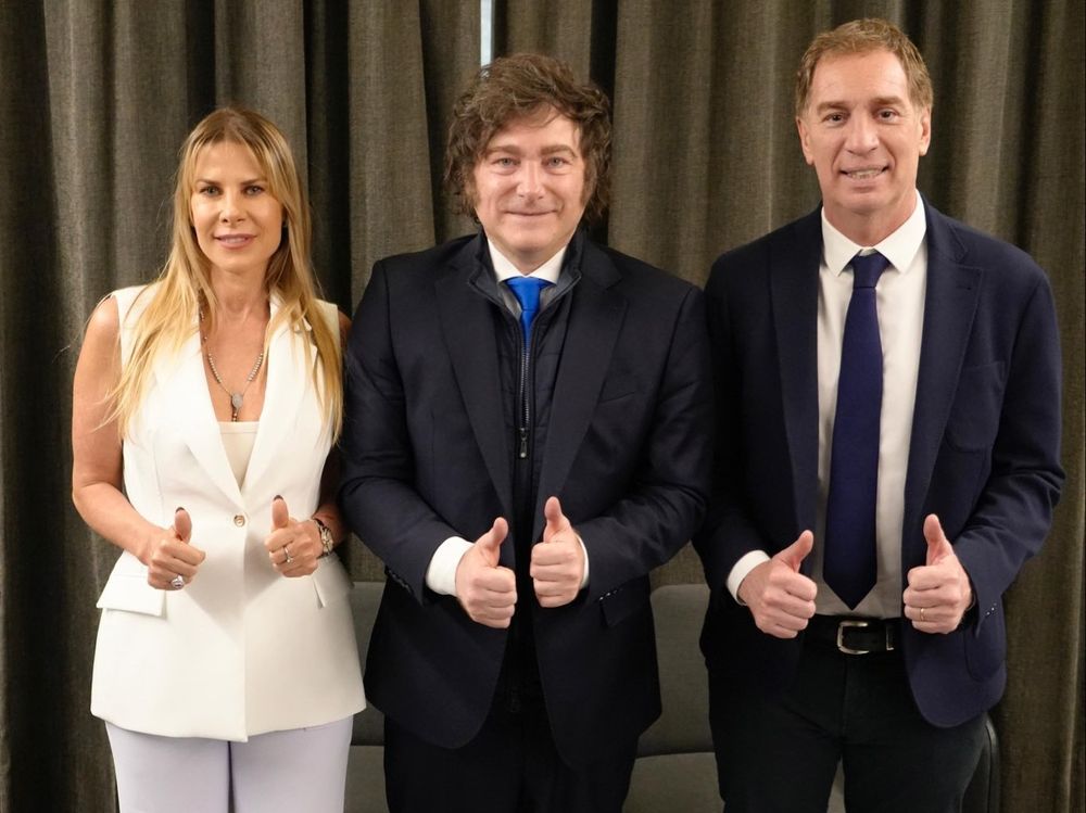 Karen Reichardt, Javier Milei y Diego Santilli.