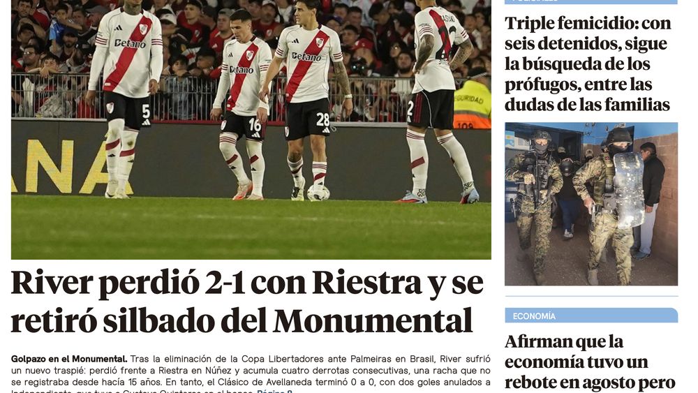 Edición impresa de Diario Extra del lunes 29 septiembre de 2025