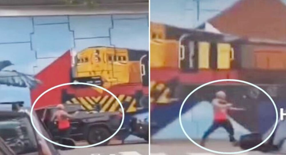 El hombre sacó una escopeta y le disparó a la Policía de la Ciudad que lo seguía luego de haber atropellado a una adolescente. (Imagen de video X/Twitter @porqueTTarg)