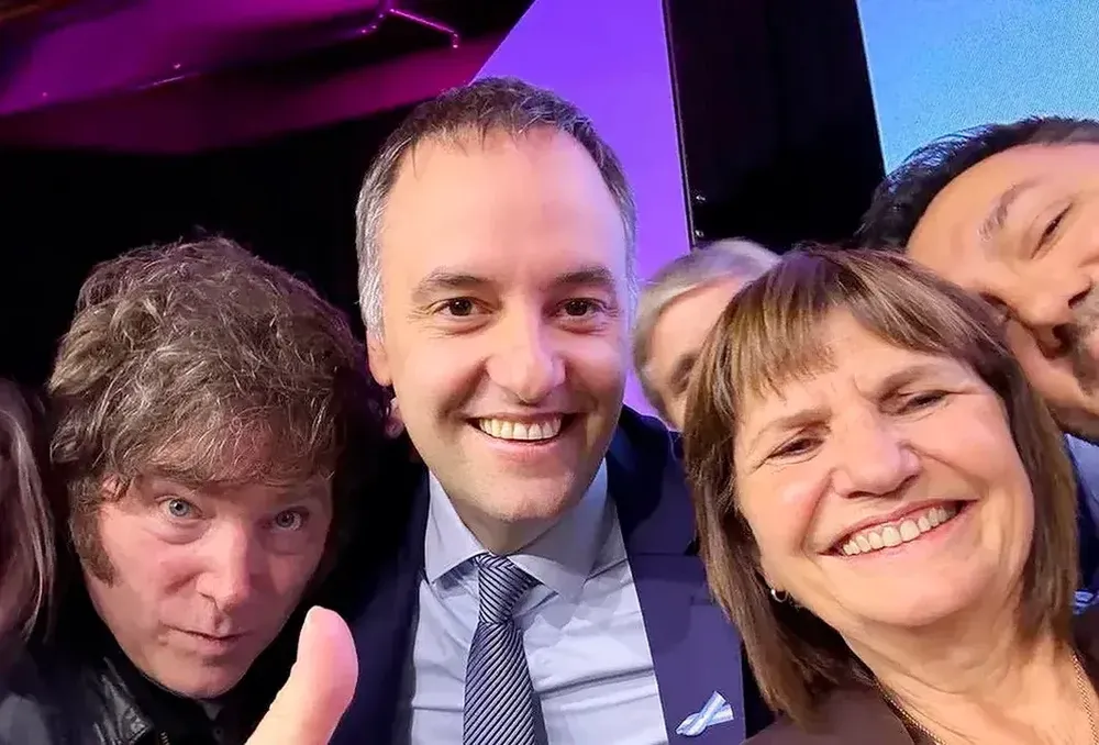 Milei, Adorni y Patricia Bullrich.&nbsp;