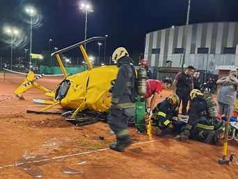 El helicóptero cayó sobre las canchas de tenis del ex KDT.