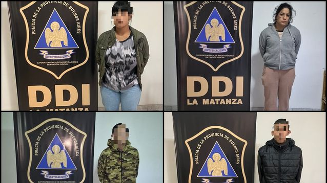 Los primeros cuatro detenidos por el triple femicidio de Morena, Brenda y Lara: Daniela Iara Ibarra, Magalí Celeste González Guerrero, Miguel Ángel Villanueva Silva y Maximiliano Andrés Parra. (Ministerio de Seguridad bonaerense)&nbsp;