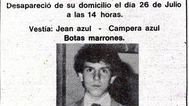El cartel difundido por la familia cuando Diego desapareció en 1984.