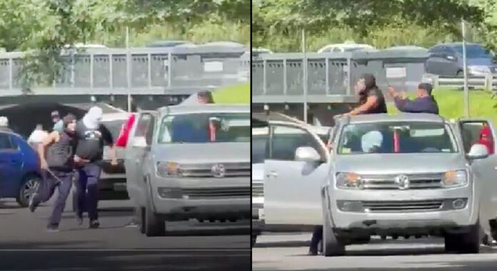 Escenas de la batalla campal que se vivió en el Hospital San Roque de Gonnet. - Capturas de video -