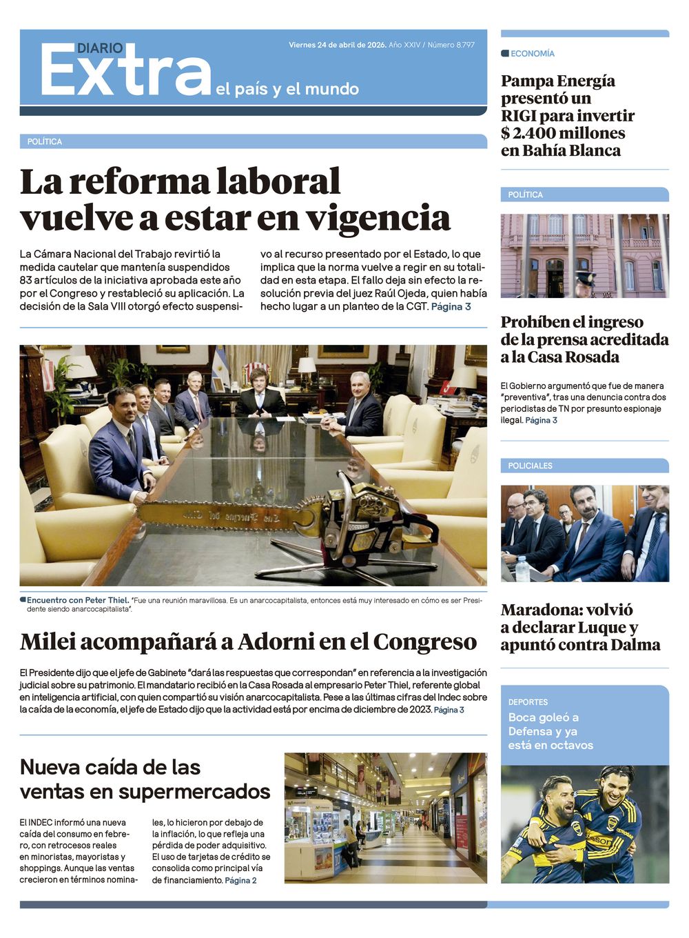 Tapa Diario Extra - 24-04