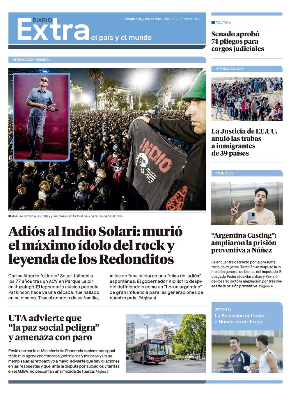 Tapa Diario Extra - 06-06