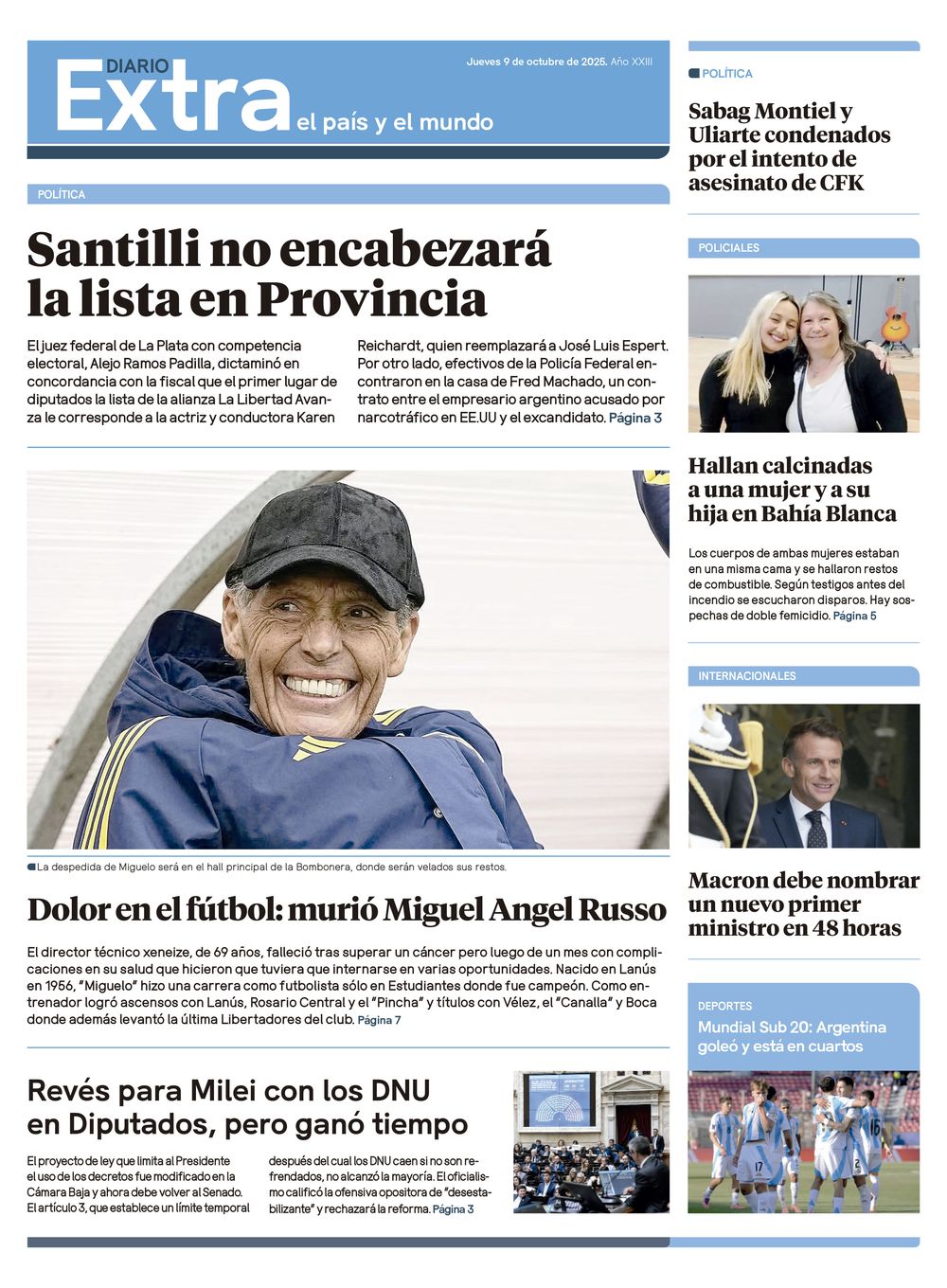 Tapa Diario Extra - 09-10