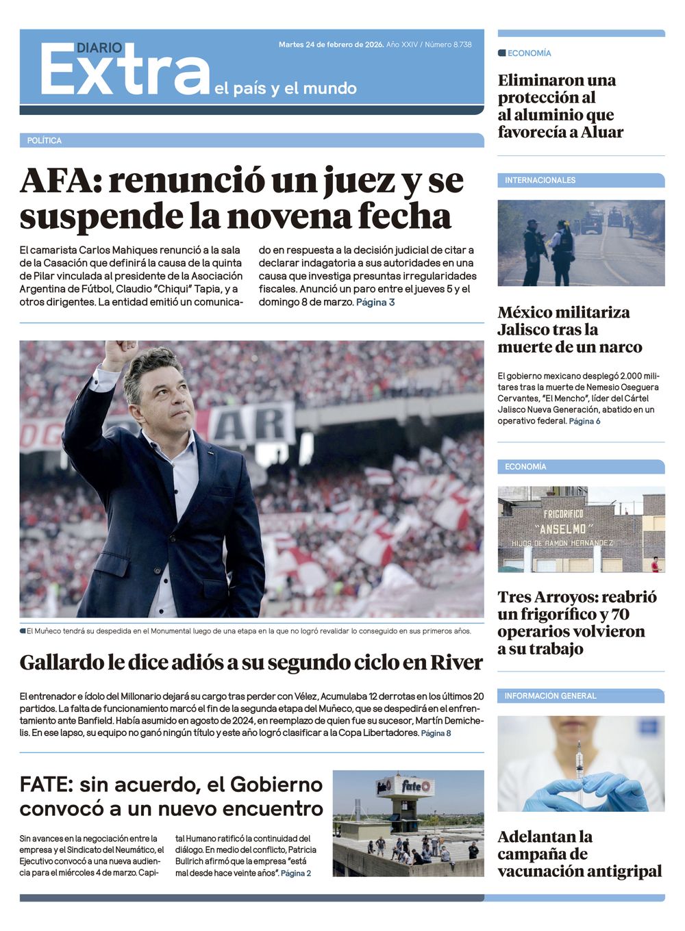 Tapa Diario Extra - 24-02