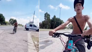 El momento en el que el presunto ladrón llegaba al lugar pactado para concretar la venta de la bicicleta robada con el propio dueño del rodado. (Imagen de video)