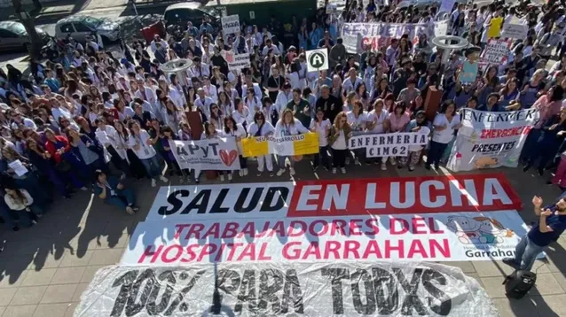 La protesta en el Garrahan, hoy.