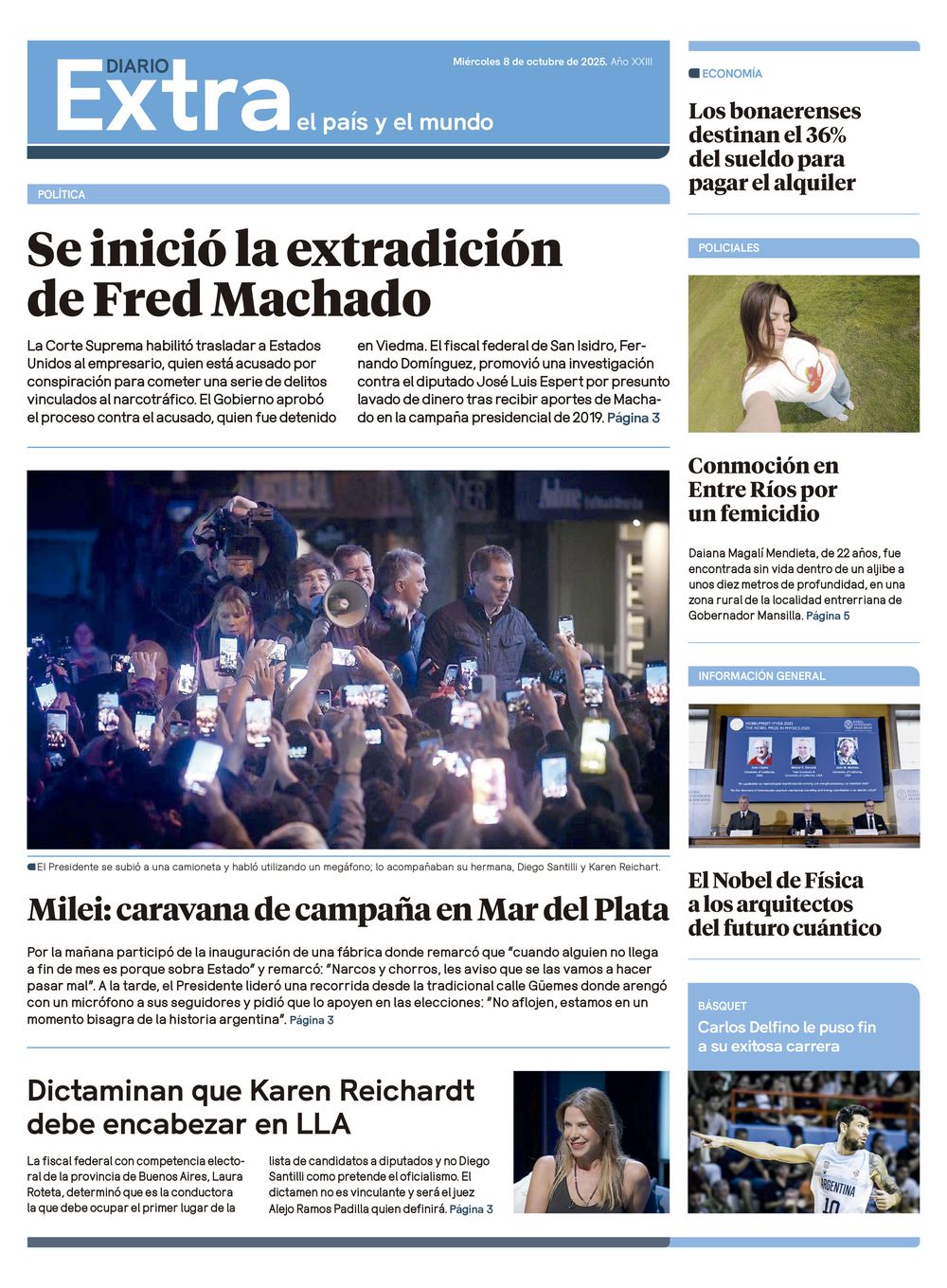 Tapa Diario Extra - 08-10