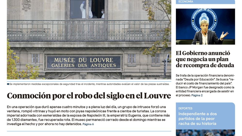Edición impresa de Diario Extra 21/10/2025