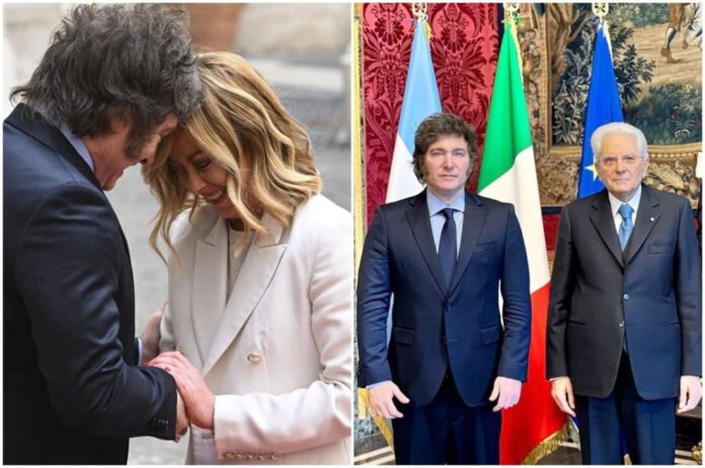 El presidente, Javier Milei, se reunió este lunes en Roma con su par italiano Sergio Mattarella y con la premier, Giorgia Meloni. (X/@OPRArgentina - @ladymarketok)