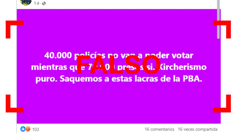 Las personas privadas de libertad no pueden votar en las elecciones bonaerenses según la ley vigente, y los policías sí pueden sufragar.