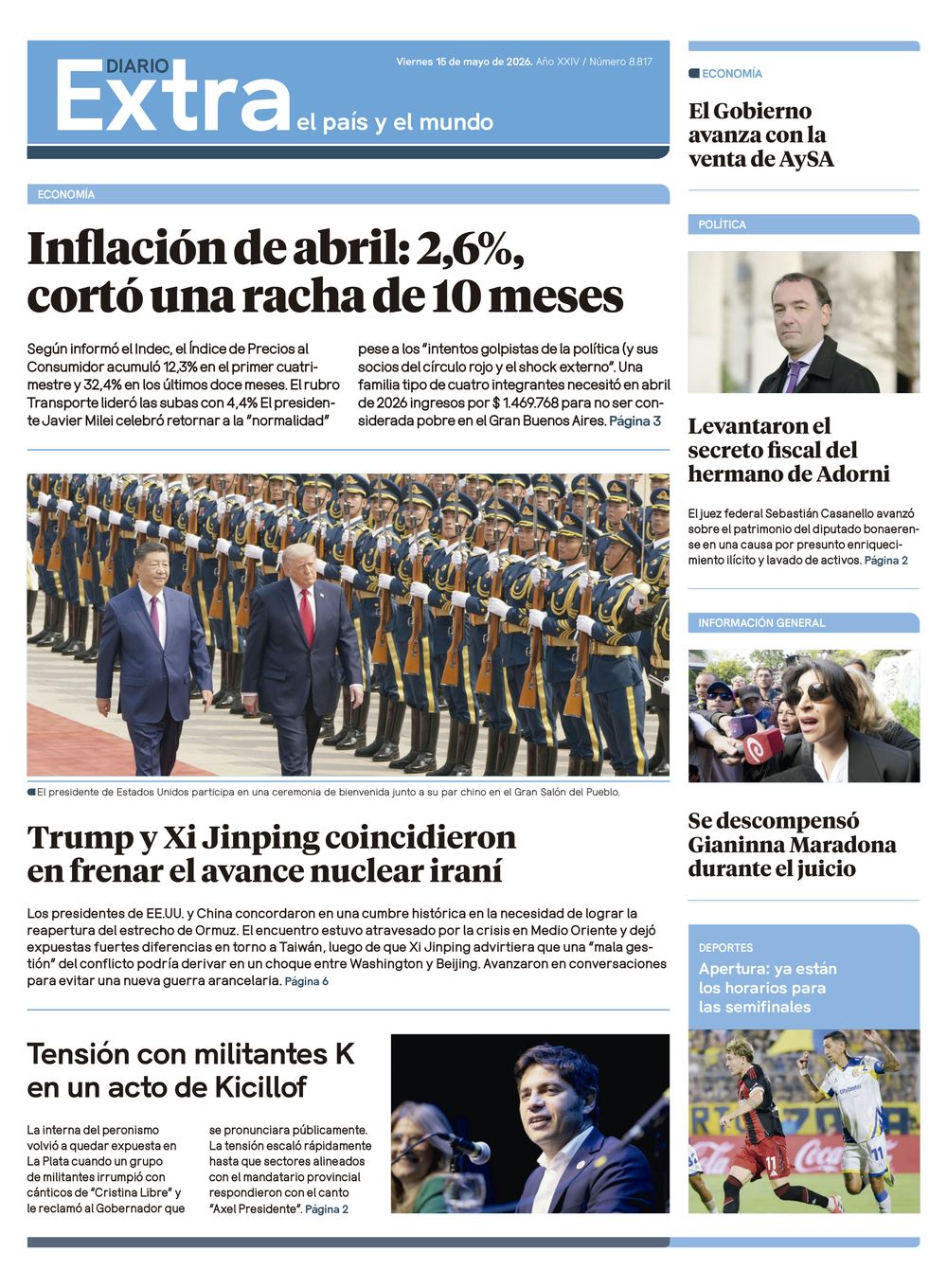 Tapa Diario Extra - 15-05