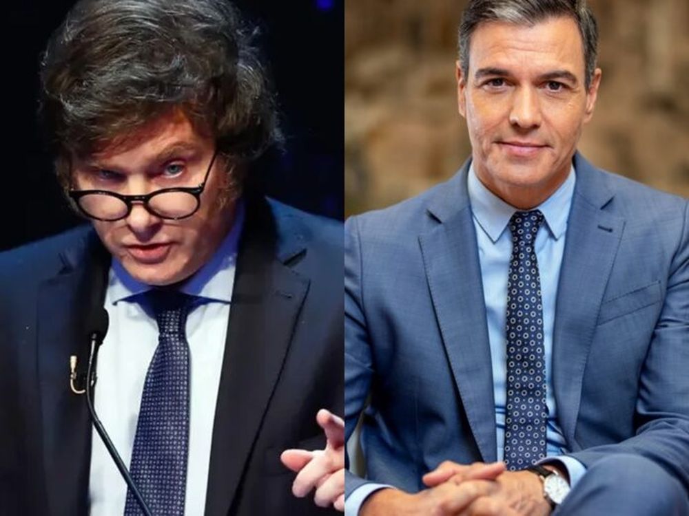 Los presidentes de Argentina, Javier Milei, y de España, Pedro Sánchez.