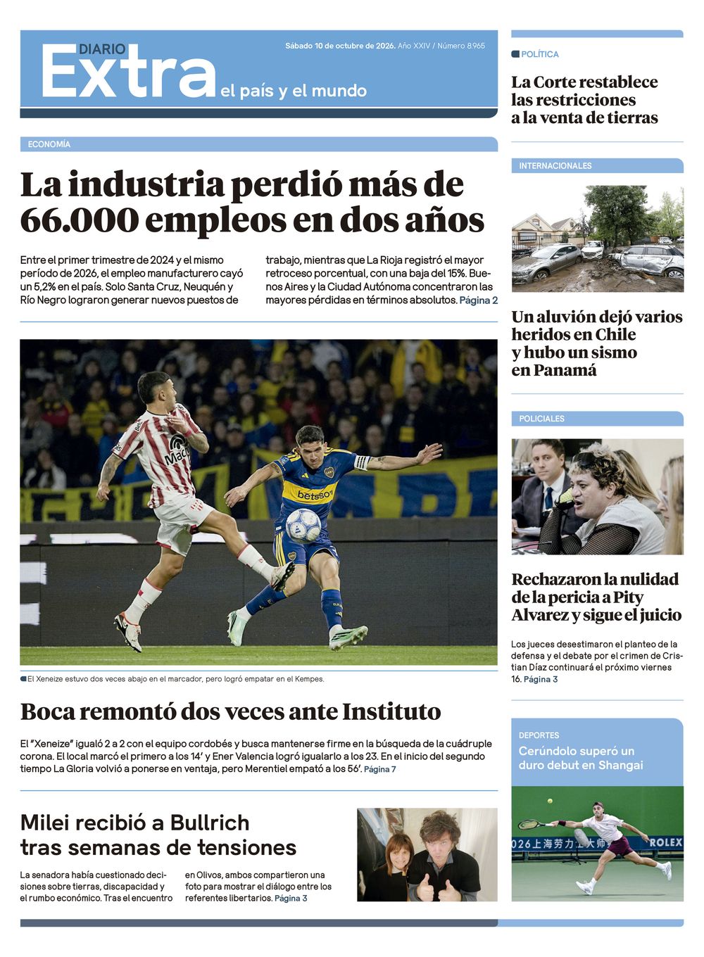 Tapa Diario Extra - 10-10