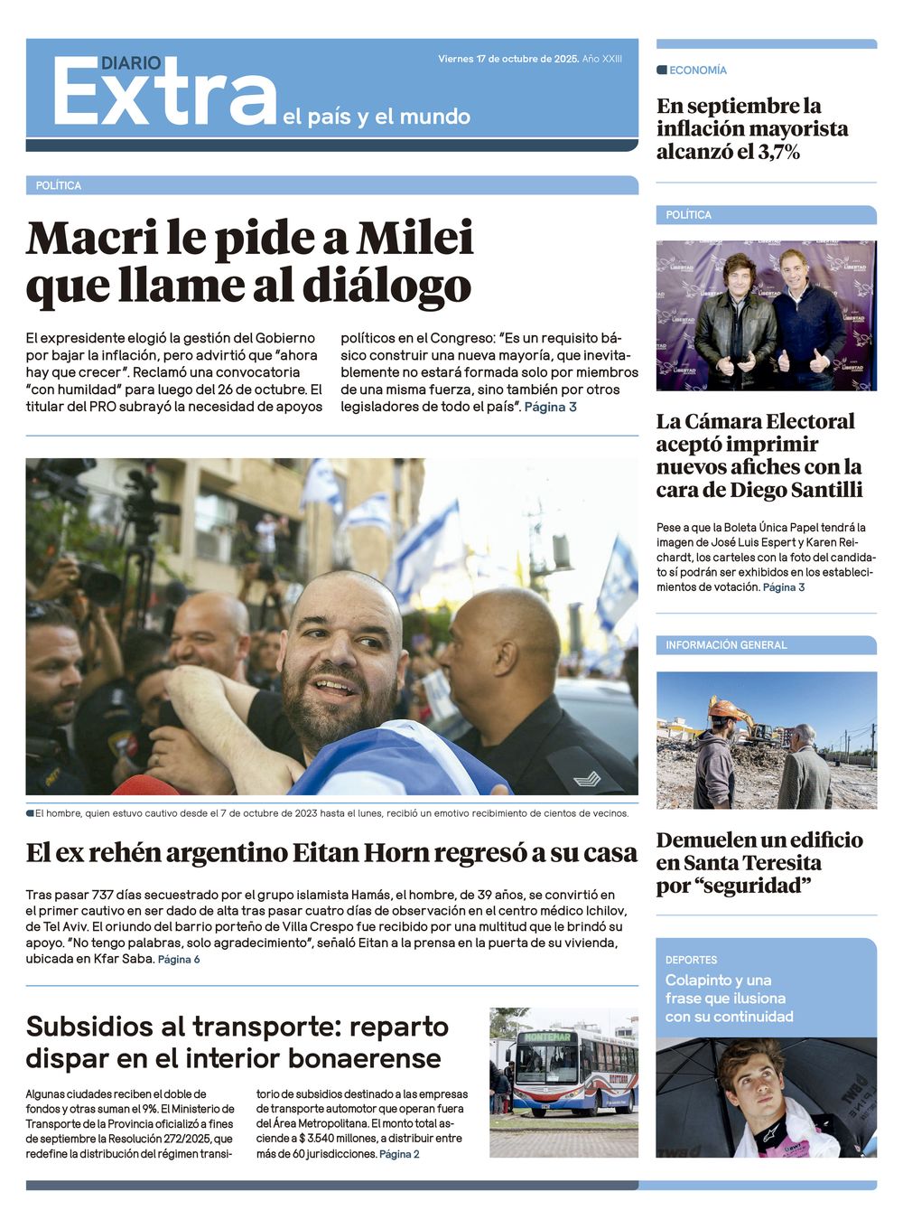 Tapa Diario Extra - 17-10