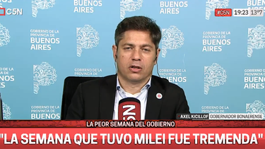 El gobernador Axel Kicillof criticó duramente la gestión de Javier Milei. (Imagen de TV)
