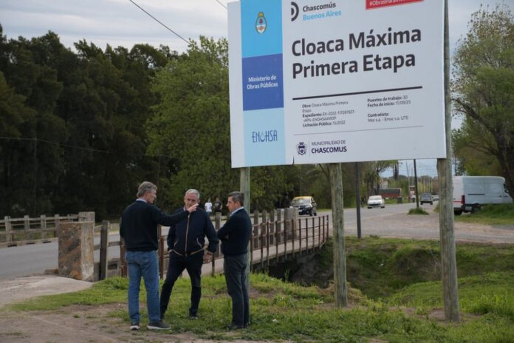 Obras del Enohsa en Chascomús en octubre de 2023. (X @Enohsa)