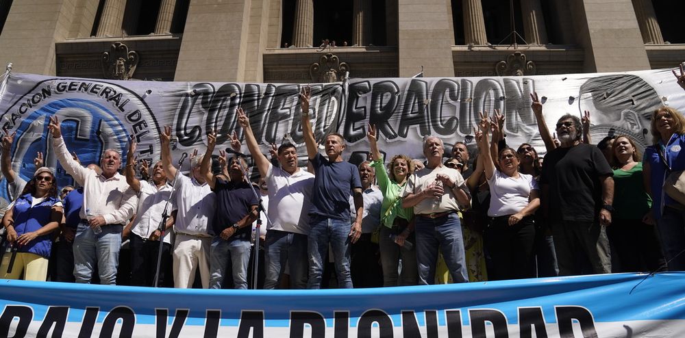 Una marcha de la CGT antes de que el Congreso aprobara la reforma laboral.&nbsp;