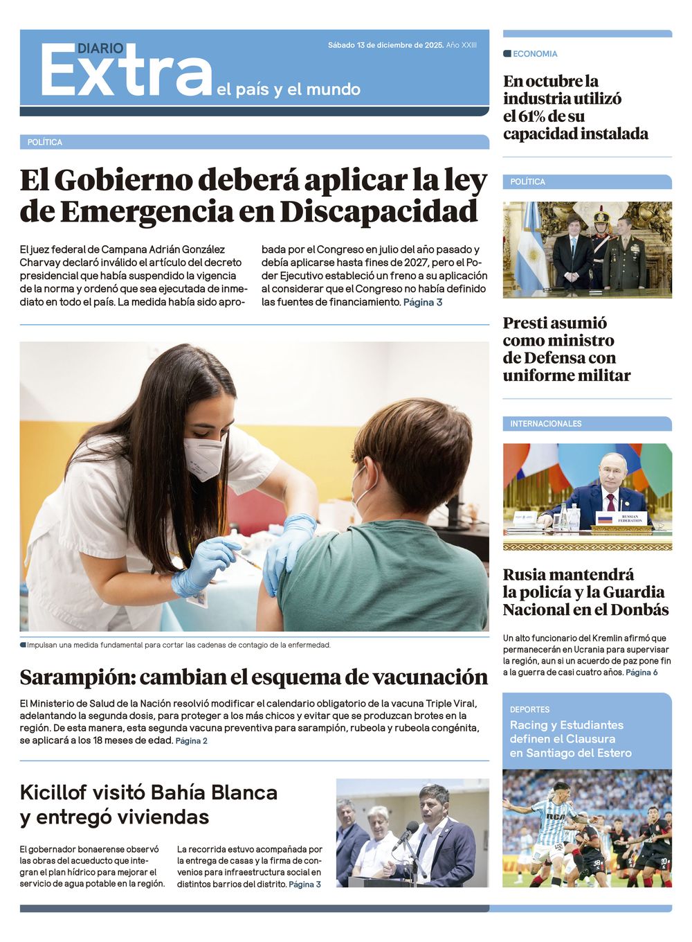 Tapa Diario Extra - 13-12