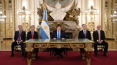 Milei, durante la cadnea nacional. (prensa Presidencia)