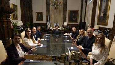 El presidente Milei con los representantes de los laboratorios extranjeros.
