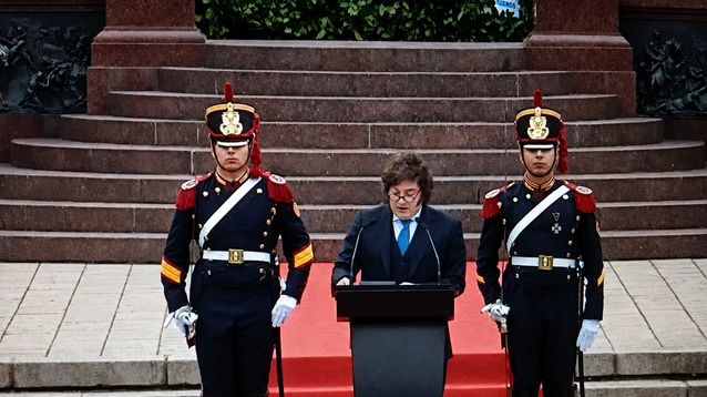 El presidente, Javier MIlei, encabezó el acto en homenaje al General San Martín, en el aniversario de su muerte.