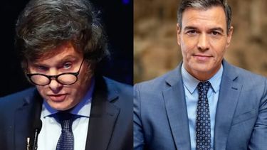 Los presidentes de Argentina, Javier Milei, y de España, Pedro Sánchez.