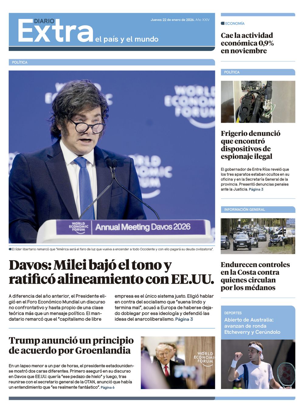 Tapa Diario Extra - 22-01