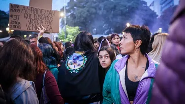 Mayra Mendoza en la marcha de NiUnaMenos.&nbsp;