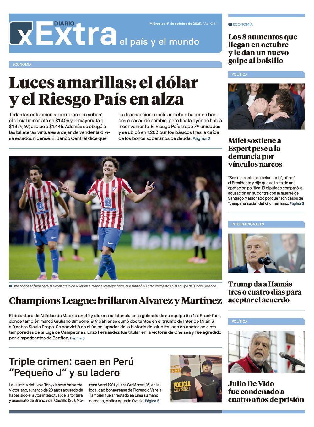 Tapa Diario Extra - 01-10