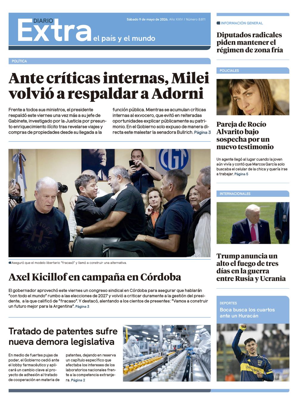 Tapa Diario Extra - 09-05
