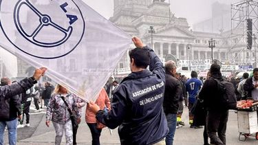 Una protesta de trabajadores aeronáuticos.