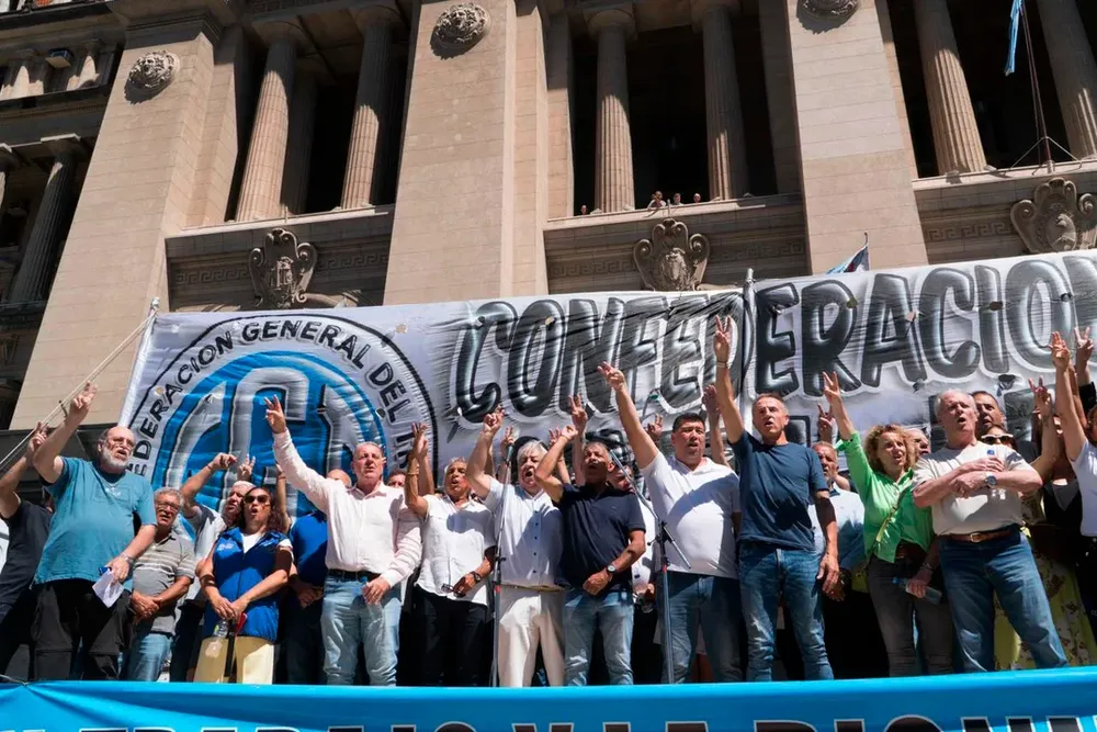 La protesta de la CGT contra la Ley de Modernización Laboral.