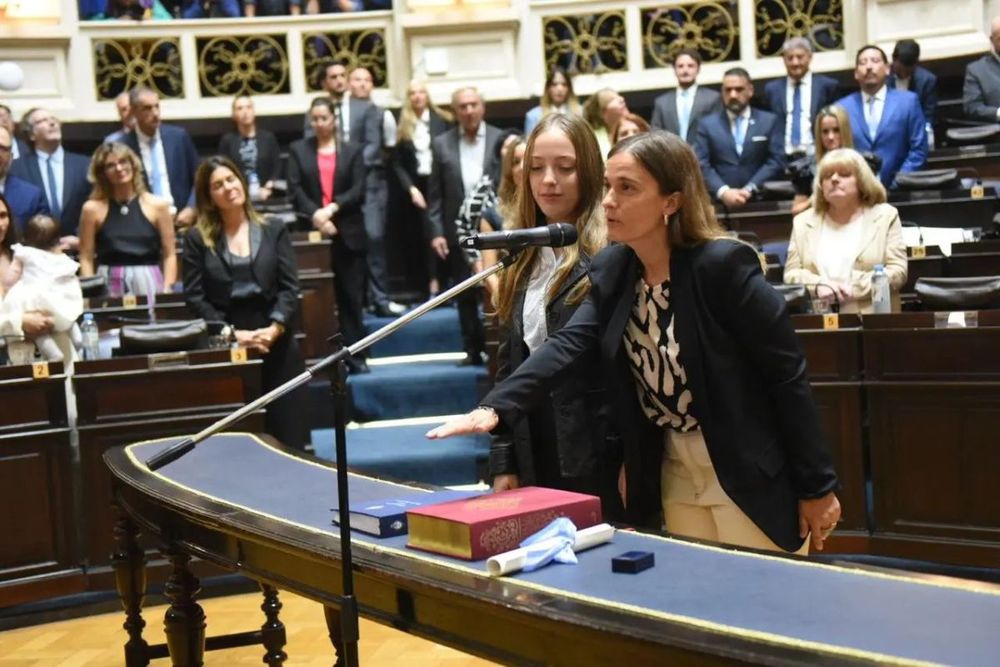 La senadora Landívar, al&nbsp; jurar su banca.&nbsp;