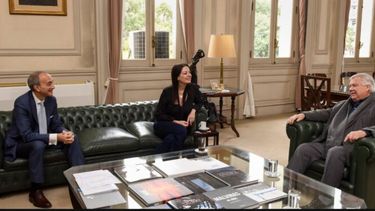 El secretario de Educación, Carlos Torrendell, la ministra de Capital Humano, Sandra Pettovello y el rector de la UBA, Ricardo Gelpi. (Ministerio de Desarrollo Humano)