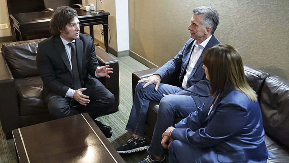 Macri, Milei y Bullrich, en un encuentro del fines de 2023. (Archivo)