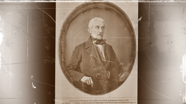 Única fotografía que existe de José de San Martín, tomada con la técnica de daguerrotipo en 1848.