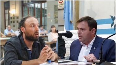 El concejal Facundo Raposo (izq) denubció al intendente Román Bouvier (der). (Hoy Rojas)