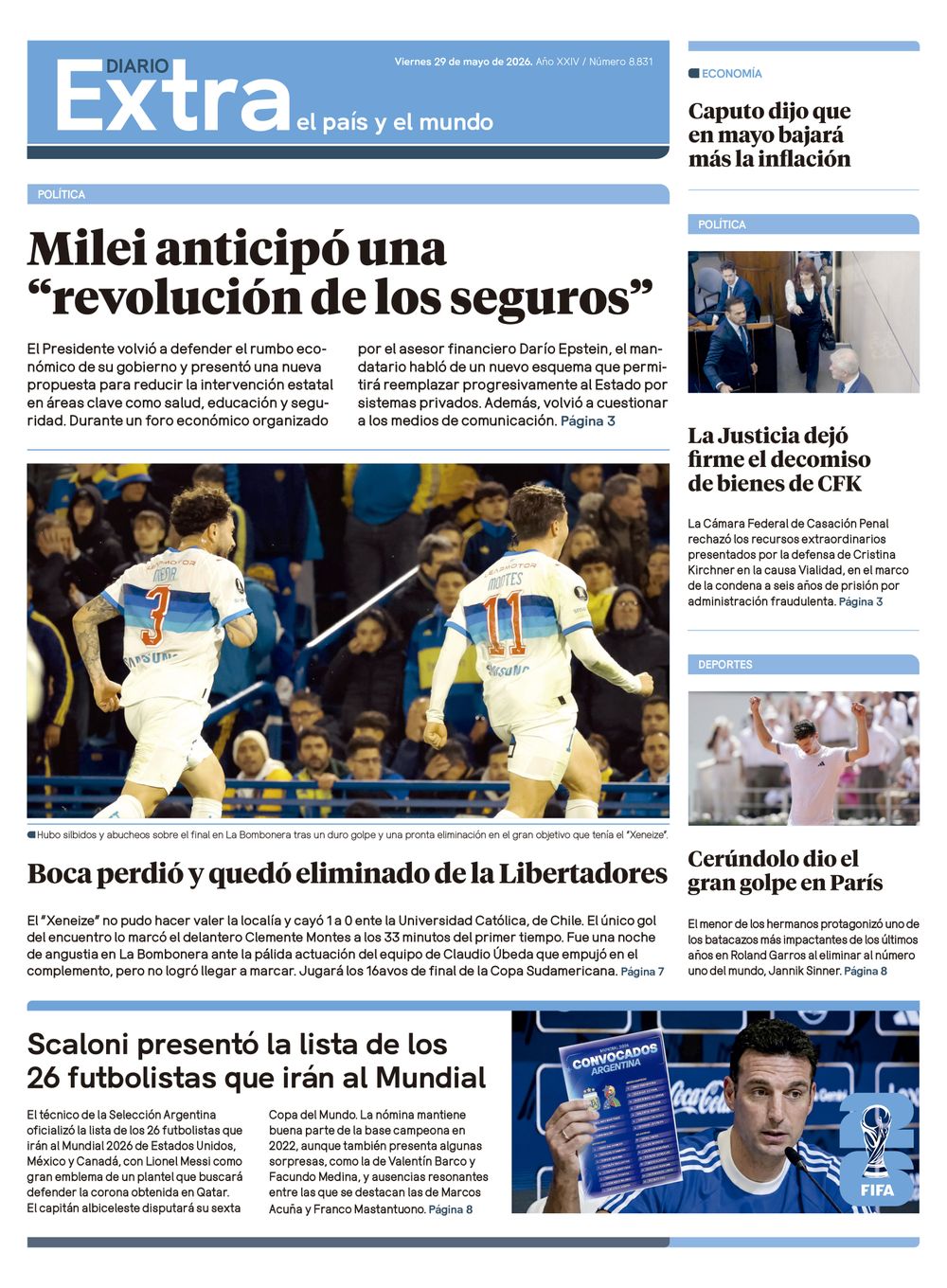 Tapa Diario Extra - 29-05