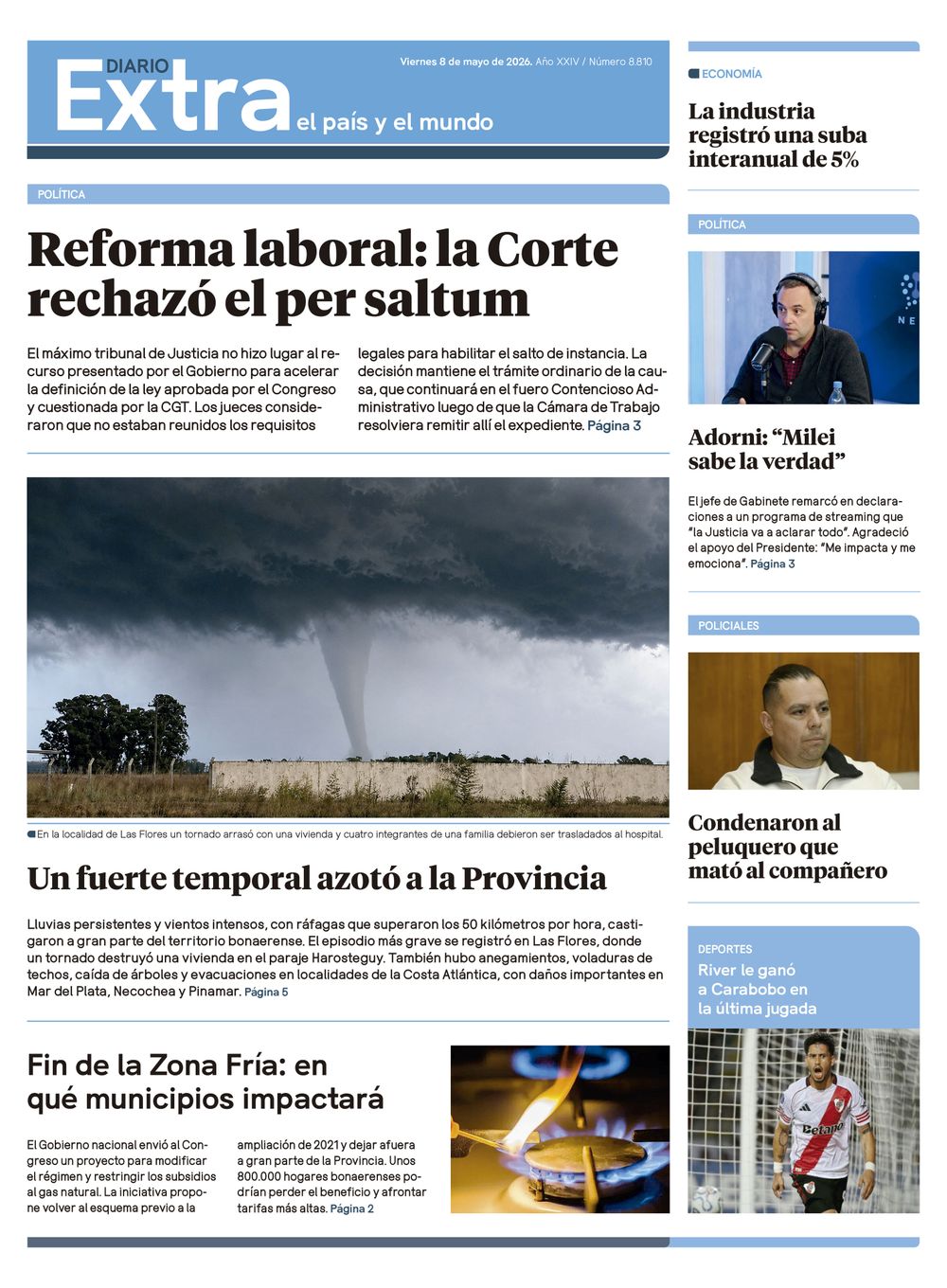 Tapa Diario Extra - 08-05