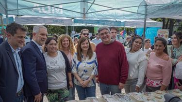 Alak, Rodríguez y Díaz en el Mercado Bonaerense exclusivo de productoras. (Prensa MDA)